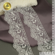 Кружево на сетке KRUZHEVO арт.TR.2111 шир.55мм цв.молочный уп.13,5м