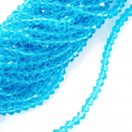 Бусины граненые Биконус (стекло) на нитях арт.TBY-K-2 4х4мм отвер.1мм цв.03 бирюзовый уп.3х110 бусин