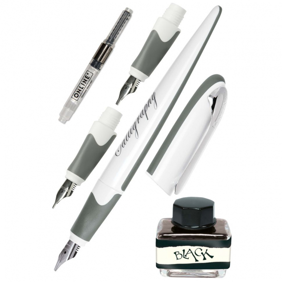 Набор для каллиграфии "Air Best Writer", 6 предметов, корпус ручки белый/серый с серебром