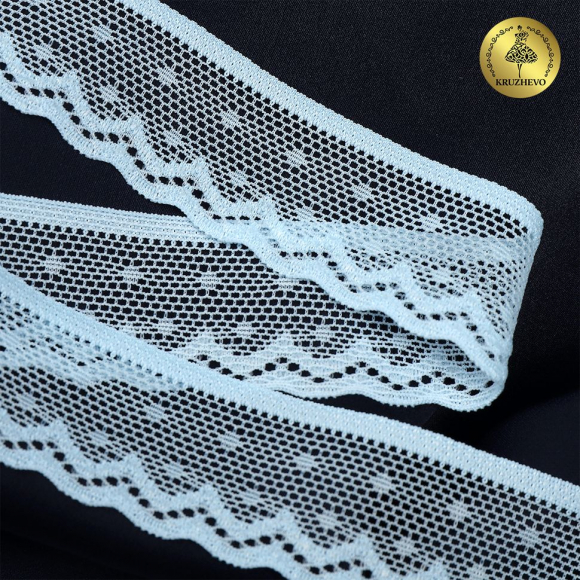 Кружево-стрейч KRUZHEVO арт.TBY.8028 шир.25мм цв.F183 голубой уп.50м