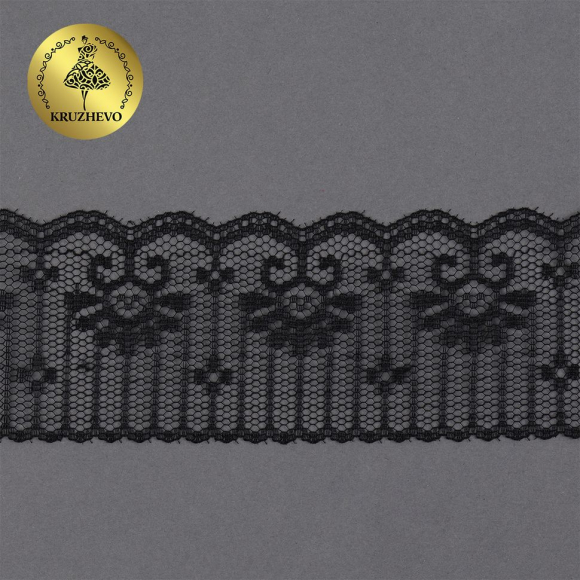 Кружево-трикотаж KRUZHEVO арт.TBY 1666 шир.50мм цв.10 черный, уп.27,4м