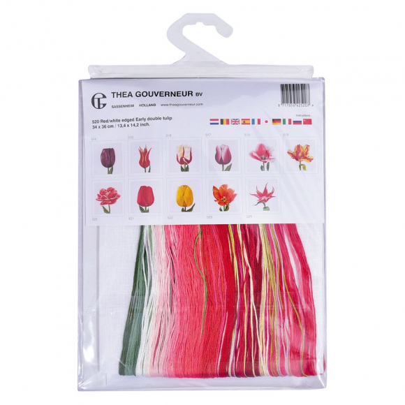 125583_Набор для вышивания "Ранний, красно-белый тюльпан", канва лён 36 ct