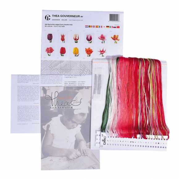 125583_Набор для вышивания "Ранний, красно-белый тюльпан", канва лён 36 ct