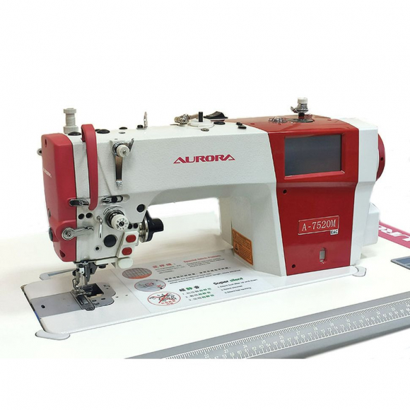 Прямострочная швейная машина с игольным продвижением и ножом обрезки края материала Aurora A-7520M (автоматические функции)