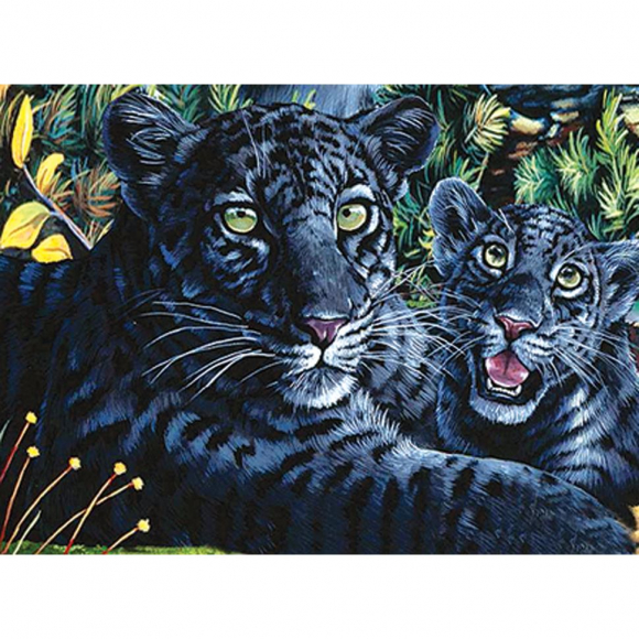 10451_Набор для вышивания "Черная пантера с детенышами"