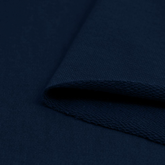 Ткань трикотаж Футер 3х нитка петля хлопок 320г пенье 190см индиго 19-3925 уп.6м