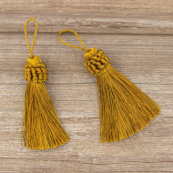 183449_Кисть декоративная на шнуре, длина 95 мм, цвет ярко-коричневый