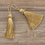 183442_Кисть декоративная на шнуре, длина 95 мм, цвет песочный