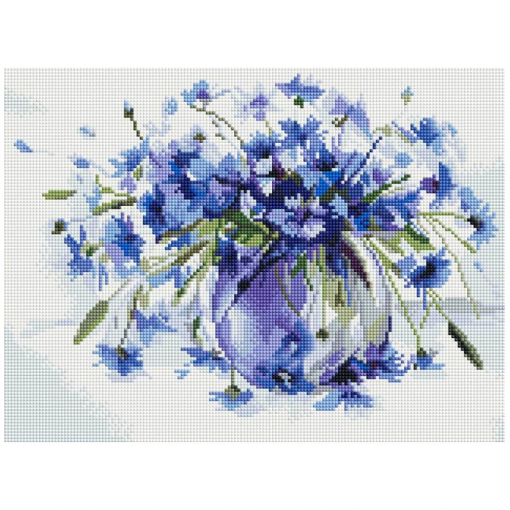 Набор Белоснежка для изготовления картин со стразами на подрамнике арт.БЛ.319-ST-S Василечки-васильки 30х40см