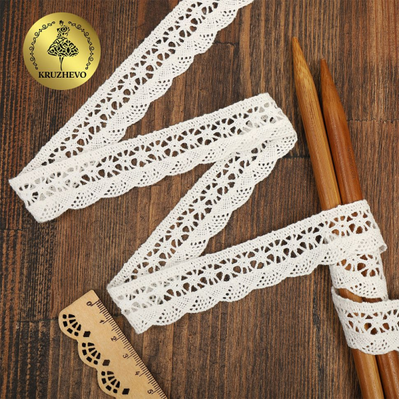 Кружево хлопковое KRUZHEVO 27мм арт.TR.1005 цв.04 сумрачный-белый, уп.10м
