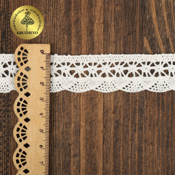 Кружево хлопковое KRUZHEVO 27мм арт.TR.1005 цв.04 сумрачный-белый, уп.10м