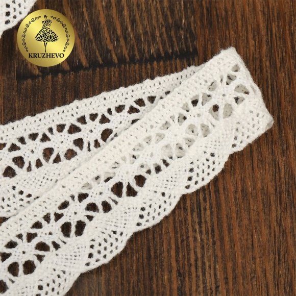 Кружево хлопковое KRUZHEVO 27мм арт.TR.1005 цв.04 сумрачный-белый, уп.10м