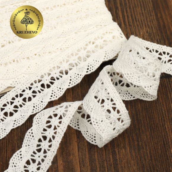 Кружево хлопковое KRUZHEVO 27мм арт.TR.1005 цв.04 сумрачный-белый, уп.10м