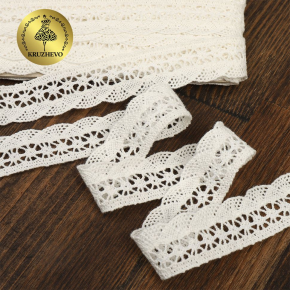 Кружево хлопковое KRUZHEVO 27мм арт.TR.1005 цв.04 сумрачный-белый, уп.10м