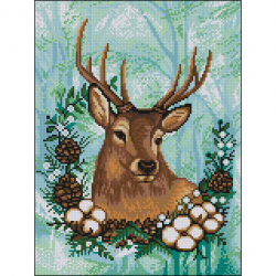 Кристальная мозаика на холсте ФРЕЯ арт.ALVK-93 Праздничный олень 40х30 см