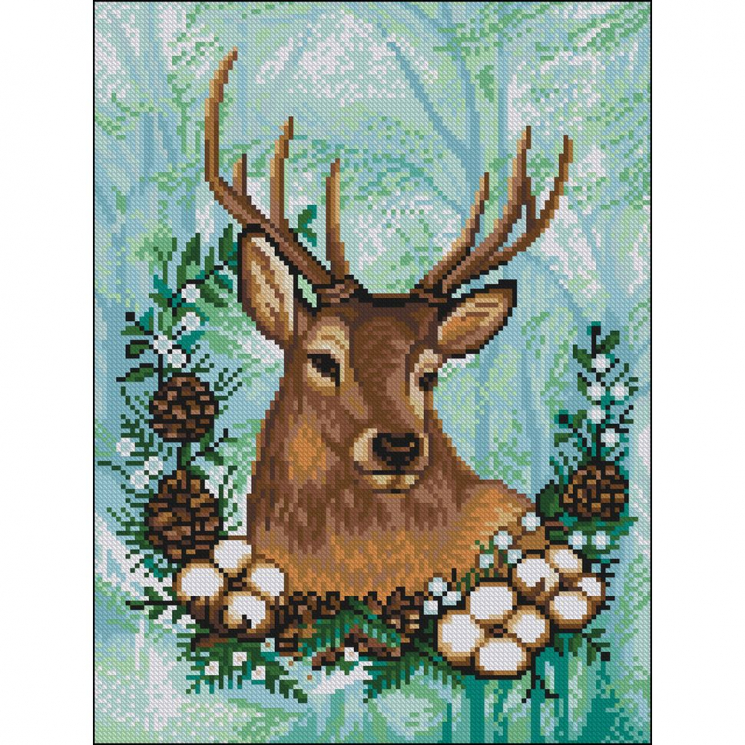 Кристальная мозаика на холсте ФРЕЯ арт.ALVK-93 Праздничный олень 40х30 см