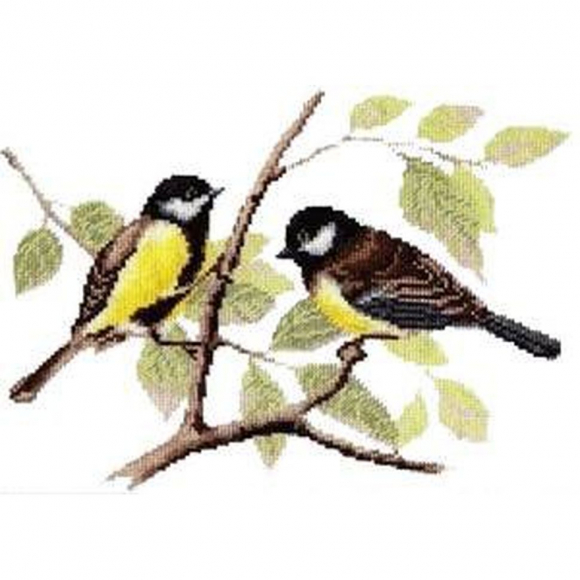 Набор для вышивания ПАЛИТРА арт.09.003 Синички 28х20 см