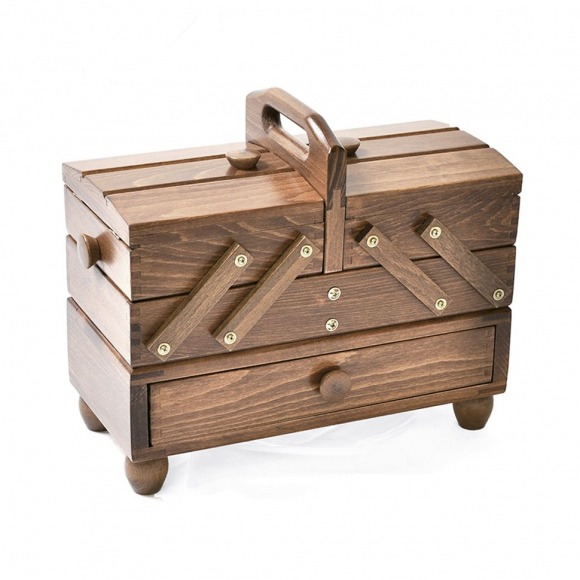 55786_Шкатулка для рукоделия, бук, 3 этажа, коричневый