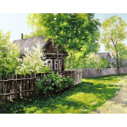 Алмазная мозаика на холсте ГРАННИ арт.Ag5847 Деревенский дом 48х38см