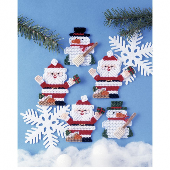 Набор для вышивания елочных украшений DESIGN WORKS арт.1224 Санта и снеговики 9х10 см Набор для вышивания елочных украшений DESIGN WORKS арт.1224 Санта и снеговики 9х10 см
