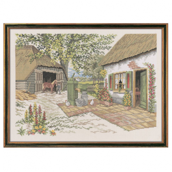 Набор для вышивания EVA ROSENSTAND арт.14-219 Лошадки на ферме 69х55 см