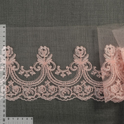 Кружево на сетке KRUZHEVO с кордом арт.TBY.63102-1 шир.165мм цв.029 розовый уп.13,71м