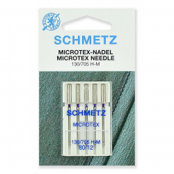 Иглы для бытовых швейных машин Schmetz микротекс (особо острые) 130/705H-M №80, уп.5 игл