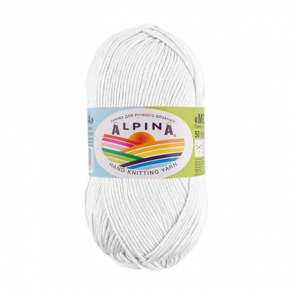Пряжа ALPINA MELISSA (95% вискоза, 5% кашемир) 10х50г/125м цв.01 белый