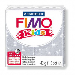 FIMO kids полимерная глина для детей, уп. 42г цв.блестящий серебряный, арт.8030-812