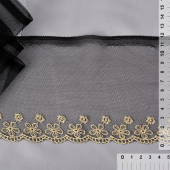 Кружево на сетке арт.TBY 10268A шир.120 мм цв.черный/золото уп.13,71м