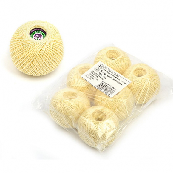 Набор ниток Ирис для вязания Банановый смузи (100% хлопок) 6х25г/150м, С-Пб Набор ниток Ирис для вязания Банановый смузи (100% хлопок) 6х25г/150м, С-Пб