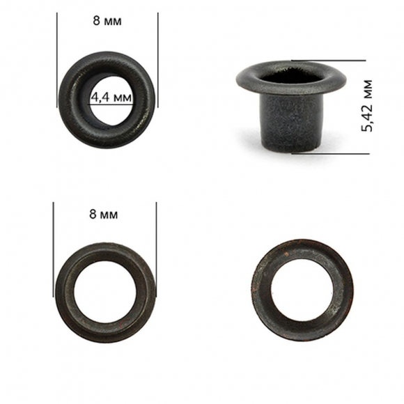 Люверсы сталь New Star №2 (? 4,4мм, h 5,42мм) цв. оксид уп. 5000шт