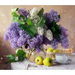 Алмазная мозаика Ah35581 Сирень с яблоками 50х60