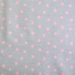 Ткань ранфорс Звездопад, арт.WH 2929-v02, 130г/м?,100% хлопок, шир.240см, цв.серый/розовый, уп.10м