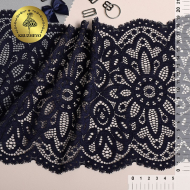 Кружево-стрейч KRUZHEVO арт.TBY.L1189 шир.195мм цв.06 т.синий уп.25м