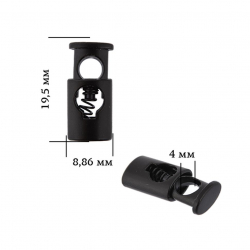 Фиксатор для шнура металл TBY OR.0305-5338 (19,5х8,86мм, отв.4мм) цв. мат.черный уп. 100шт