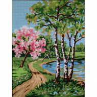 31469_Канва жесткая с рисунком "Березы у воды"