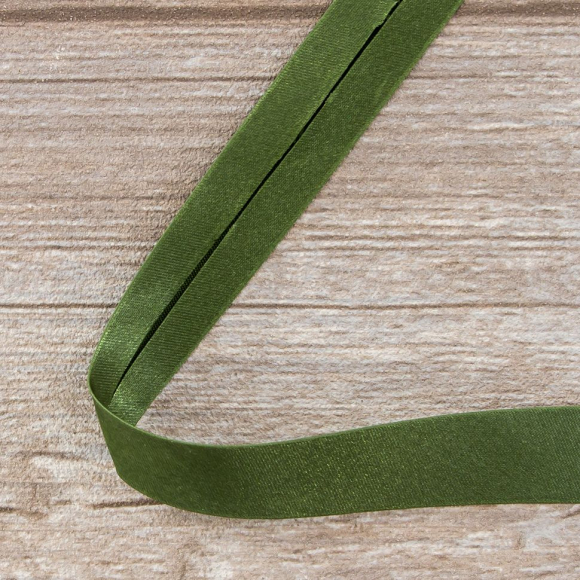 Косая бейка атласная 20 мм, 25 м, цвет 26, хаки темный