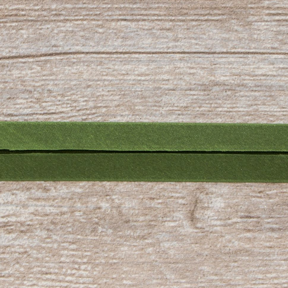 Косая бейка атласная 20 мм, 25 м, цвет 26, хаки темный