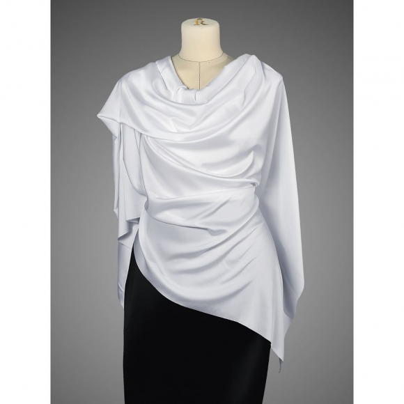 Ткань шелк Армани 90г/м? 97% ПЭ 3% Спандекс шир.150см арт.TBYArm-021 цв.21 отбеленный белый рул.25м