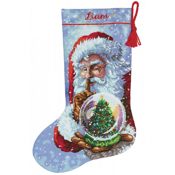Набор для вышивания DIMENSIONS арт.DMS-70-08985 Сапожок Снежный шар Санты 40см