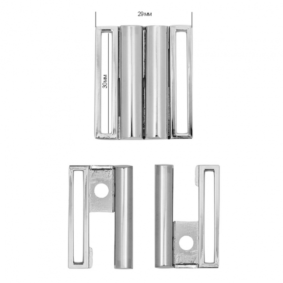 Пряжка металл под резинку 30мм арт.TBY.1126 29х34мм цв. никель уп. 10шт