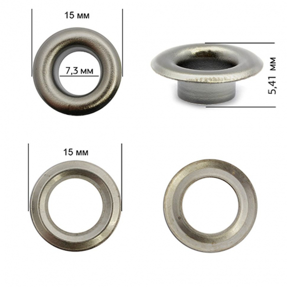Люверсы сталь New Star №5 (? 7,3мм, h 5,41мм) цв. черный никель уп. 500шт Люверсы сталь New Star №5 (? 7,3мм, h 5,41мм) цв. черный никель уп. 500шт