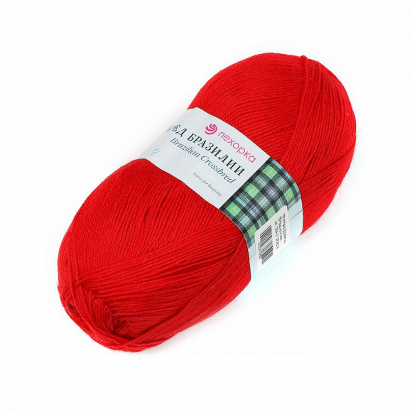 Пряжа для вязания ПЕХ Кроссбред Бразилии (50% шерсть, 50% акрил) 5х100г/490м цв.088 красный мак Пряжа для вязания ПЕХ Кроссбред Бразилии (50% шерсть, 50% акрил) 5х100г/490м цв.088 красный мак