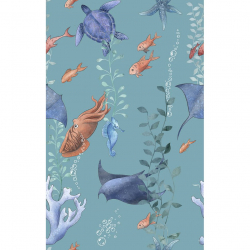 Ткань для пэчворка PEPPY Морские Глубины 135 г/м? 100% хлопок цв.МГ- 02 голубой уп.50х50 см