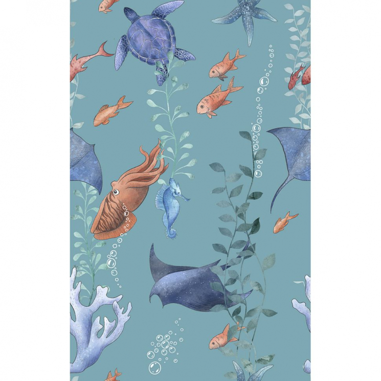 Ткань для пэчворка PEPPY Морские Глубины 135 г/м? 100% хлопок цв.МГ- 02 голубой уп.50х50 см