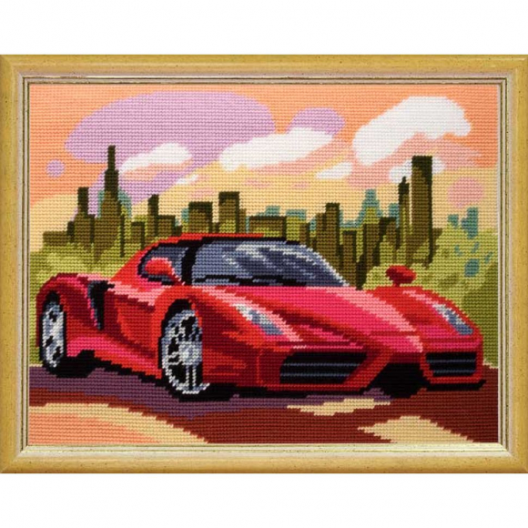 Набор для вышивания пряжей QUICK TAPESTRY арт. TL53 Автомобиль 36х47 см