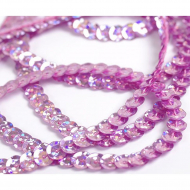 Пайетки на нитях 6мм Laser Bright арт.TBY-FLKU06-LB цв.50129 розово-лиловый уп.73,12м