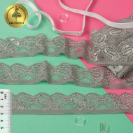 Кружево-стрейч KRUZHEVO арт.TBY.YSCS0004 шир.32мм цв.4 т.серый уп.10м