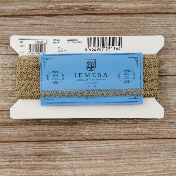 185579_Мерсеризованное хлопковое кружево, 10 мм, цвет какао 185579_Мерсеризованное хлопковое кружево, 10 мм, цвет какао